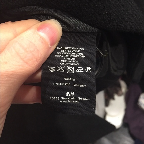 H & M black Wool blend coat size 2 - Picture 5 of 7